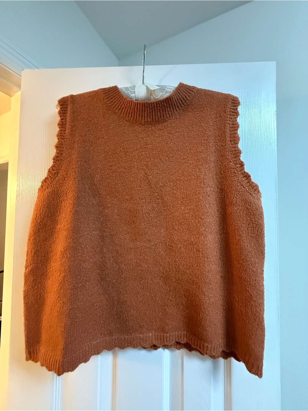 entro Rust-Colored Sleeveless Crewneck Knit Vest
